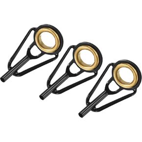 3 Pack Fishing Rod Tips Repair Kit - Stainless Steel Ring Guide Replacement, Corrosion-Resistant, Apply to Fishing Rod (1.6mm Tube Dia, Black)