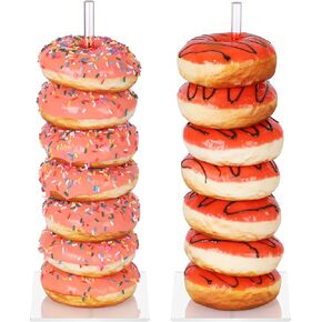 Aredpoook Donut Stand Bagel Stand 6 Pack, Acrylic Doughnut Holder, Clear Donut Display Stand, Bagel Tower Stand, Wall Display Stand Holder for Birthday, Wedding, Baby Shower, Christmas, Party