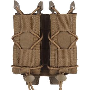 Tactical Double 9mm Mag Pouch,Molle Pistol Flashlight Magazine Pouch Torch Holder,Malice Clip for MOLLE PLAS Vest Belt