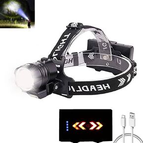 Headlamp USB Rechargeable Super Bright,900000 Lumens,XHP90 LED Headlamps with Power Bank Function Head Torch,Waterproof Zoomable 4 Modes Powerful Headlight for Hunting,Fishing,Camping