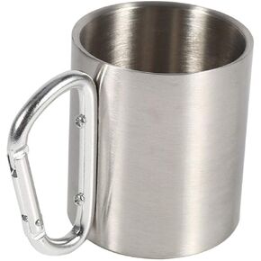 Coffee Mug with D Rings Carabiner Hook, Stainless Steel Mug Compact Camping Cup, Portable Rockclimbing Hiking Backpacking or Camping Travel Cup
