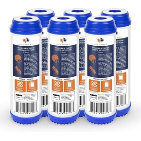 Aquaboon Universal 10 x 2.5 inch Coconut Shell GAC Cartridge | 5 Micron Granular Activated Carbon Water Filter Replacement | Compatible with C-10, WFPFC9001, AP117, GAC-10, FXUTC, D-20A, GAC1, 4 Pack