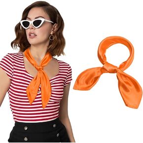 AWAYTR 23.6" Satin Neck Scarf Small Hair Scarf Women Silk Head Scarf Costume Bandana Girls Vintage Handkerchief Ribbon Scarf