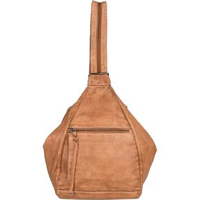 Marley Leather Concealed Carry Sling Backpack for Women, Locking YKK Zippers, RFID Organizer & Universal Holster (Cognac)