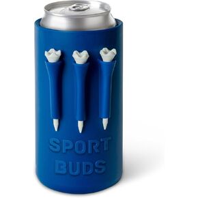 The Beer Caddie - Golf Beer Can Cooler 2-in-1 Fits 12oz/16oz Cans | 3 Tee Holders | Golf Ball Holder | Durable Silicone | Insulated to Keep Cans Cold | Best Golf Accessory by SportBuds