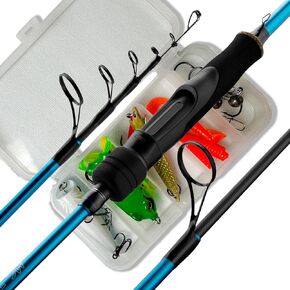 Telescopic Travel Fishing Rod Light Weight 24 Ton Carbon Fiber Blank Rod Solid Carbon Tip Stainless Steel Insert Guides Comfortable EVA Handle Easy to Carry Durable