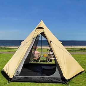 Tent 4 Person Waterproof Ultralight Teepee Tent Outdoor Teepee Pyramid Tent for Groups Families Outdoor Camping Festivals
