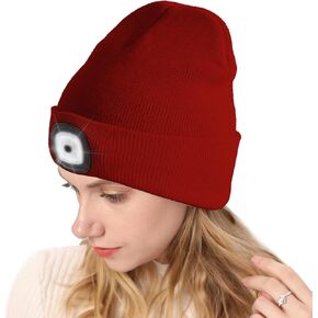 LED Beanie Hat with Light, Rechargeable Headlamp Hat, Stocking Stuffers Birthday Gifts for Men Adults Teens Women Him Her.