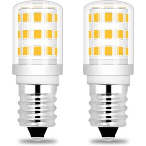 E12 LED Fridge Water Dispenser Light Bulb 2W(15W Replacement) 120V T5 Tubular Appliance Bulb for Chandeliers Home Lighting Refrigerator/Dryer Drum Light C7/S6 Clear Glass Daylight White 6000K,2-Pack
