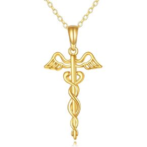 KECHO 14K Solid Gold Heart Nurse Necklace for Women Stethoscope Pendant Necklace with Cubic Zirconia Jewelry Graduation Birthday Christmas Gifts for Doctor Nurse Medical Student