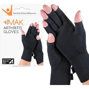 Imak - Compression Arthritis Gloves for Pain & Stiffness of Hands, One Pair of 2 Gloves - Black, Medium