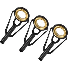 3 Pack Fishing Rod Tips Repair Kit - Stainless Steel Ring Guide Replacement, Corrosion-Resistant, Apply to Fishing Rod (2.2mm Tube Dia, Black)
