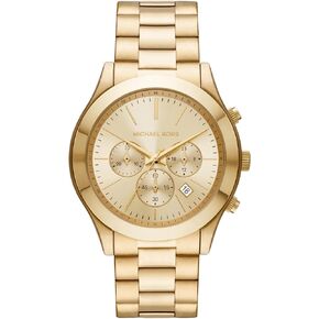 Michael Kors Men's Slim Runway Chronograph Gold-Tone Stainless Steel Bracelet Watch (Model: MK8909)