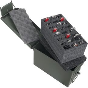 Case Club .50 Cal Ammo Can with 24 Folding Knives Pre-Cut Foam (Closed Cell, Military Grade Foam)