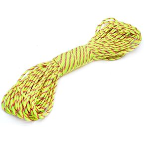 100ft Type III 7 Strand Core Paracord 550 Parachute (97# Yellow+Red+Neon Green)