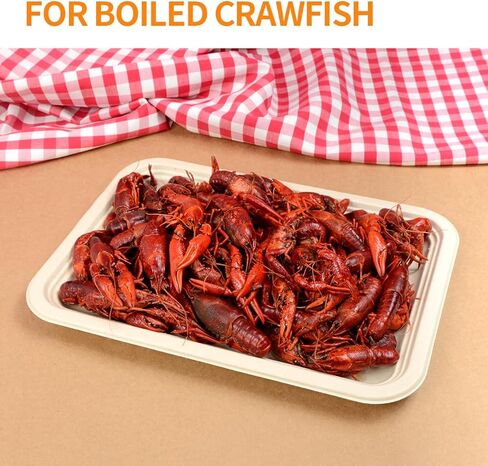 Celel 50 Pack 14 Inch Heavy Duty Disposable Food Trays, Compostable Food Serving Trays Extra Large for Crawfish Seafood BBQ Party and Holiday Feast in Kuwait