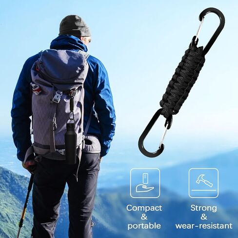 Paracord Keychain Clips with Carabiner - 4 Pcs Heavy Duty Braided Lanyard Key Chain Backpack Water Bottle Carabiner Clip Keychains for Men Camping Hiking in Kuwait