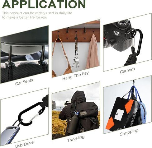 Paracord Keychain Clips with Carabiner - 4 Pcs Heavy Duty Braided Lanyard Key Chain Backpack Water Bottle Carabiner Clip Keychains for Men Camping Hiking in Kuwait