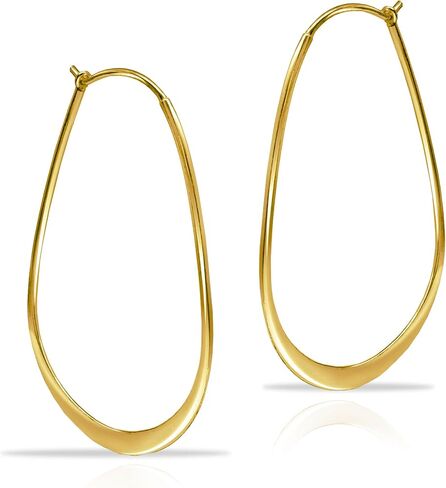 Hoops & Loops 925 Sterling Silver Oval Flat Thin Large 44mm (1.73 in) High Polished Lightweight Click-Top Hoop Earrings for Women and Teen Girls in Kuwait