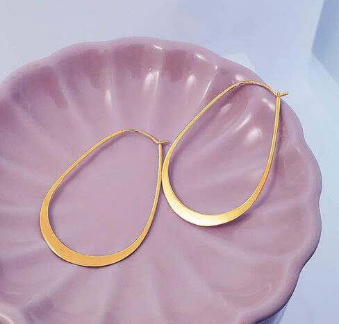 Hoops & Loops 925 Sterling Silver Oval Flat Thin Large 44mm (1.73 in) High Polished Lightweight Click-Top Hoop Earrings for Women and Teen Girls in Kuwait