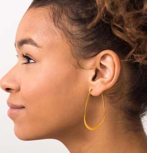 Hoops & Loops 925 Sterling Silver Oval Flat Thin Large 44mm (1.73 in) High Polished Lightweight Click-Top Hoop Earrings for Women and Teen Girls in Kuwait