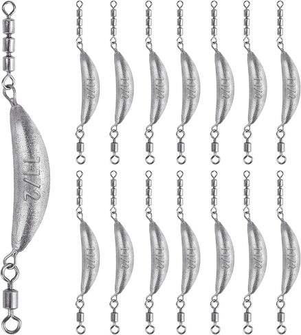 THKFISH Fishing Spin Sinker，Crescent Sinker with 3 Roller Swivels Fishing Sinker Drop Shot Weights Fishing Weights Kit Inline Trolling Sinkers,Torpedo Sinkers Saltwater Freshwater,1/2-6OZ in Kuwait