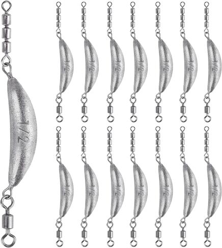 THKFISH Fishing Spin Sinker，Crescent Sinker with 3 Roller Swivels Fishing Sinker Drop Shot Weights Fishing Weights Kit Inline Trolling Sinkers,Torpedo Sinkers Saltwater Freshwater,1/2-6OZ in Kuwait