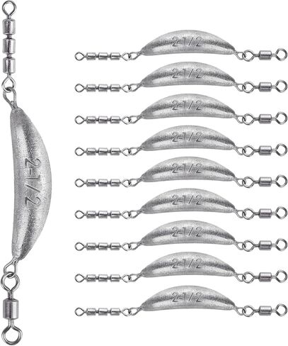 THKFISH Fishing Spin Sinker，Crescent Sinker with 3 Roller Swivels Fishing Sinker Drop Shot Weights Fishing Weights Kit Inline Trolling Sinkers,Torpedo Sinkers Saltwater Freshwater,1/2-6OZ in Kuwait