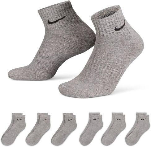 Nike Everyday Cushion Ankle Training Socks (6 Pair), Men's & Women's Ankle Socks with Sweat-Wicking Technology, Carbon Heather/Black, Large in Saudi Arabia