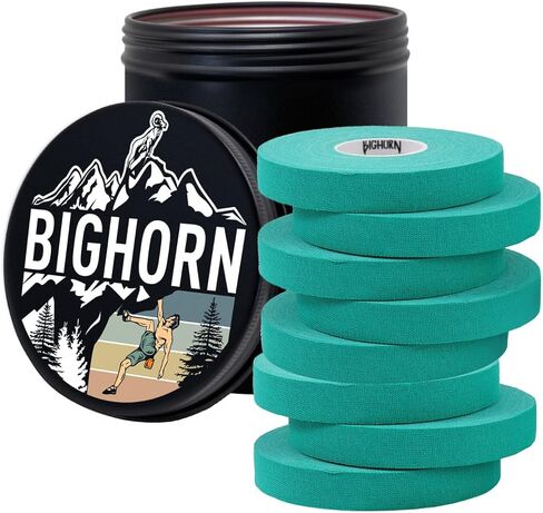 شريط أصابع التسلق من Bighorn Athletics مع علبة قصدير للتسلق بتصميم قديم للذكور، مقاس 0.5 بوصة × 45 قدمًا، 8 لفات، أبيض in Kuwait
