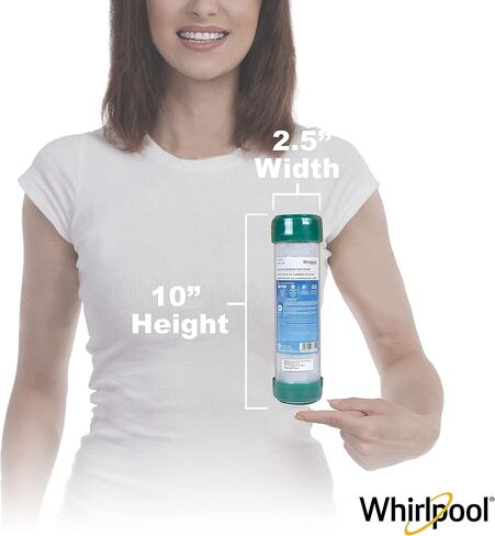 Whirlpool Under Sink Carbon Block Filter WHKF-DB1, NSF Certified 0.5 Micron Rating Reduces Chlorine Taste & Odor, 6-Month Lasting Life, Use for Home Drinking Water Filtration or Reverse Osmosis System in Kuwait
