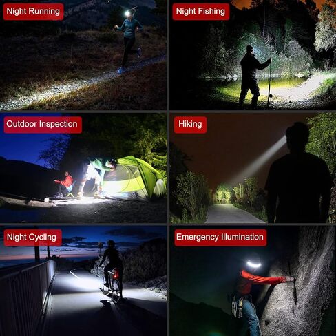 LED Headlamp Rechargeable, 230° Illumination Headlight, Super Bright Headlamp flashlight with Motion Sensors, 6 Modes Lightweight Waterproof Head Lamp for Outdoor Running, Camping Hiking, Hardhat in Saudi Arabia