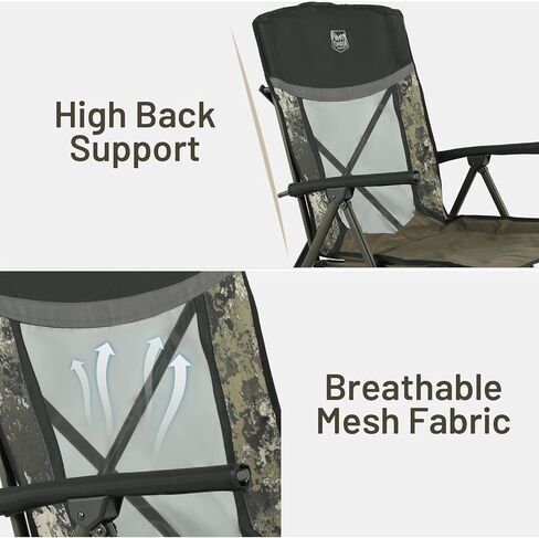 TIMBER RIDGE Heavy Duty Collapsible Padded Hard Arm and Cup Holder Foldable Outdoor Lounge Chairs for Lawn, Beach, Supports up to 300 lbs, Camo in Saudi Arabia
