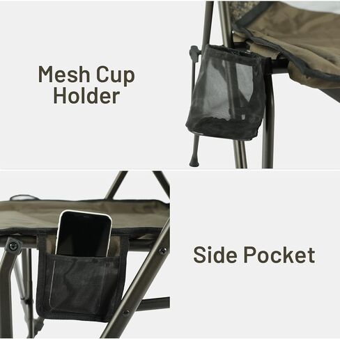 TIMBER RIDGE Heavy Duty Collapsible Padded Hard Arm and Cup Holder Foldable Outdoor Lounge Chairs for Lawn, Beach, Supports up to 300 lbs, Camo in Saudi Arabia