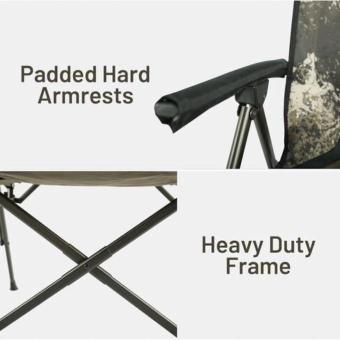 TIMBER RIDGE Heavy Duty Collapsible Padded Hard Arm and Cup Holder Foldable Outdoor Lounge Chairs for Lawn, Beach, Supports up to 300 lbs, Camo in Saudi Arabia