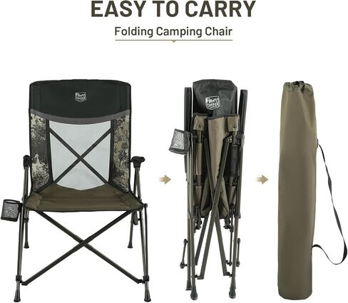 TIMBER RIDGE Heavy Duty Collapsible Padded Hard Arm and Cup Holder Foldable Outdoor Lounge Chairs for Lawn, Beach, Supports up to 300 lbs, Camo in Saudi Arabia