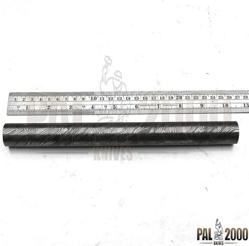 PAL 2000 KNIVES قضيب فولاذي دمشقي مصنوع يدويًا - قالب فولاذي دمشقي مخصص - نمط شفرة فارغة ملتوي بخط أسود - 12 بوصة × 2 بوصة × 5 مم (8707) in Kuwait