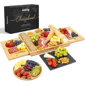 SMIRLY Charcuterie Boards & Accessories, Large Charcuterie Board Set, Bamboo Cheese Board Set, House Warming Gifts New Home, Women Bridal Shower Gift Ideas, Wedding Gifts for Couple, Housewarming Gift