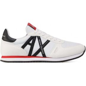 A|X Armani Exchange Men's Lace Up Logo Sneaker, Black + White, 10