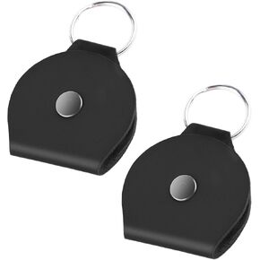 WLLHYF Leather Keychain Ring Holder, 2PCS Slim Jewelry Travel Pouch, Wedding Engagement Ceremony Ring Storage Box, Ear Hook Flat Case, Small Workout Gym Coin Bag, Brown and Black