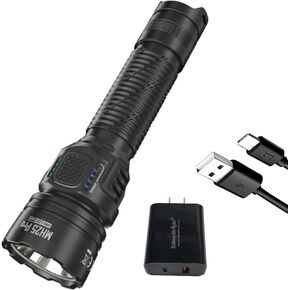 EdisonBright Nitecore MH25 Pro 1800 Lumen USB-C Rechargeable 551 Yards Long Beam Throw LED Flashlight with 5000mAh Battery, Holster Battery Carrying case