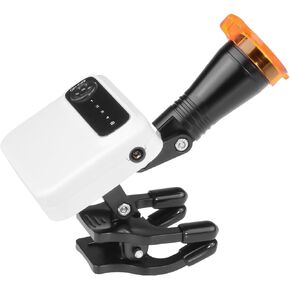 5W LED Portalbe Headlight Lamp with Optical Filter and 2 Magnet Adsorption Batteries for Any Binocular Loupe (White)