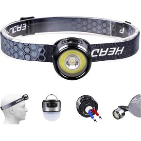 Hat Clip Lightweight Headlamp, Multi-Use Rechargeable LED Head Lamp with Hook, COB Light Modes with 60° Adjustable Headlight, Magnetic Cap Flashlight for Outdoor Camping Reading Working