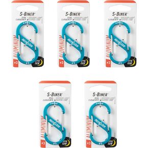 Nite Ize S-Biner Aluminum Dual Carabiner - Size 3 - Blue - 5 Count (5 Pack)