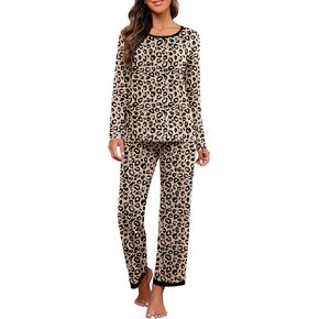 PrinStory 2023 Women's Pajama Set Long Sleeve Sleepwear Ladies Soft Pjs Lounge Set