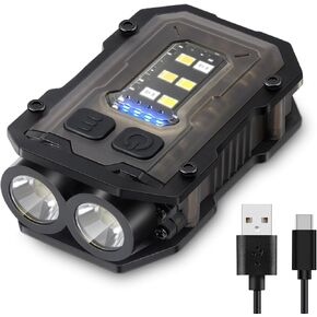 Flashlights High Lumens - Super Bright 800 LM, USB C Rechargeable LED Keychain Flash Light with COB Side Light, 8 Modes, IPX5 Pocket Flashlight，Tactical Flashlight（Black）