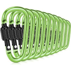10 Pack Carabiner Clip, 2.28 inch Aluminum D-Ring Shape Locking Carabiners, Snap Hook Sport Accessories for Outdoor Camping Hiking
