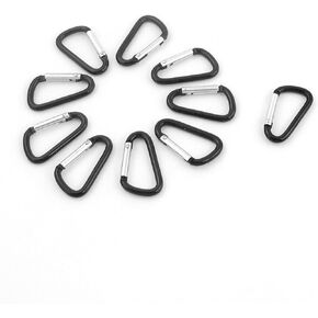uxcell Aluminum D Shaped Carabiner Keychain Clip, Spring Clip Hook Holder Key Ring Carabiner Clips Backpack Quick Release Buckle for Camping Fishing Hiking Boating, Black 10pcs