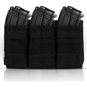 Mag Pouch, Triple Magazine Holster, Nylon Magazine Holder with Quick Release Magazine Pouch Insert for with Adjustable Bungee Straps for Easy Carry and Use