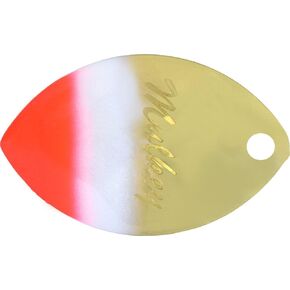 Yakima Bait Mulkey's Mini Guide Flash Spinner Blades - Size 3.5 Brass White Red Top